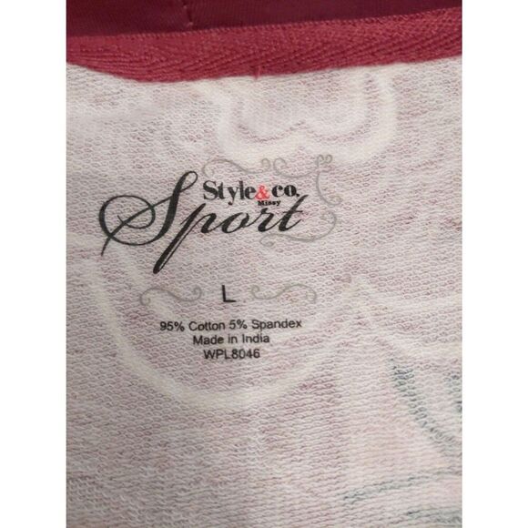 STYLE CO SPORT Hoodie Flower Print Cotton Spandex L - Picture 6 of 8